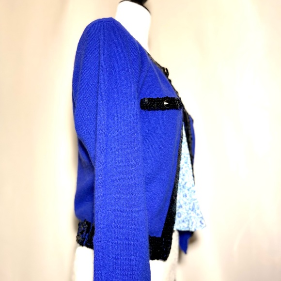 Lauren Cole petite lamb wool angora Cardigan Sweater long sleeves embellished - Picture 5 of 13